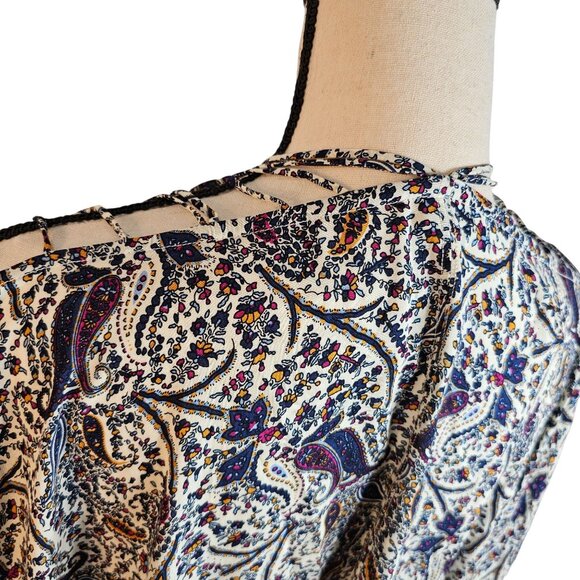 Intimately Free People Womens Sz Small Strappy Shoulder Robe Paisley Bells Boho - Picture 7 of 9
